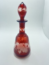 Vintage Bohemian red glass decanter