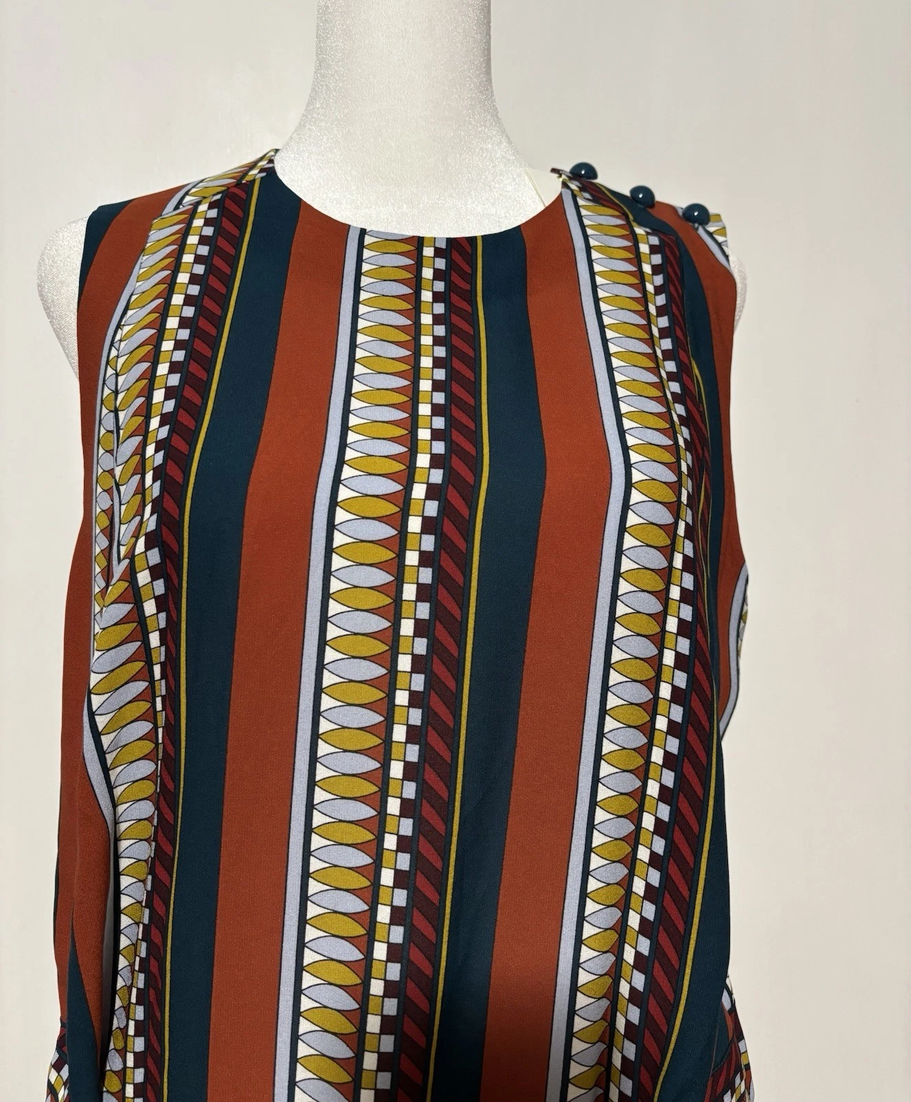 Abito midi in seta a righe Tory Burch nuovo con etichetta "Oceano Eden Julia". Taglia 8