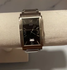Guess Men’s Black Dial Stainless Steel Rectangular Watch