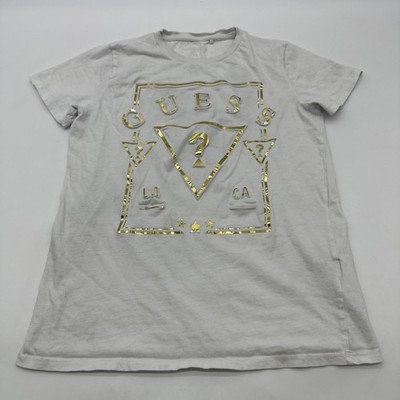 Guess Kids Boys Size 14 White Graphic Print Logo Cotton.#35725