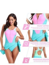 UNIQUEBELLA One Piece Swimdress for Women Modest Tummy Control Golf Tenni XSmall