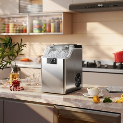 HOMCOM Eiswürfelmaschine, 2,1L Ice Maker Edelstahl 24 Eiswürfel auf einmal