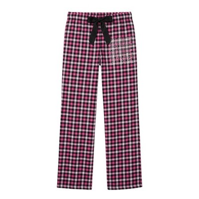 Victoria Secret PINK Flannel Pajama Pants Pink Black Plaid Rhinestone Smile S/P