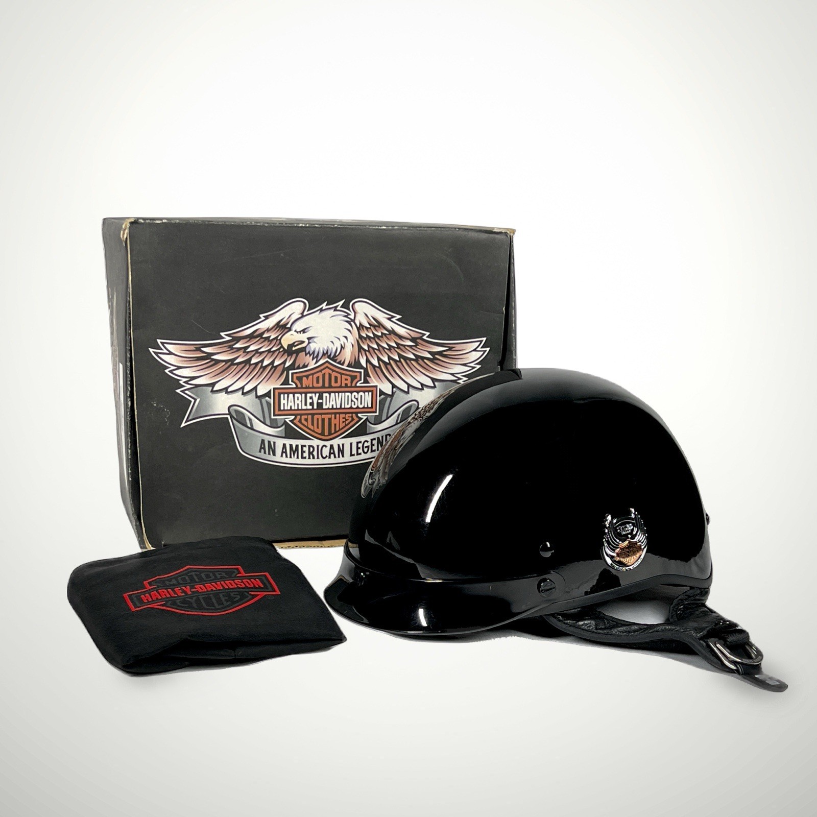 2008 Harley-Davidson 105th Anniversary Half Helmet Black w/ Box & Storage Bag SM