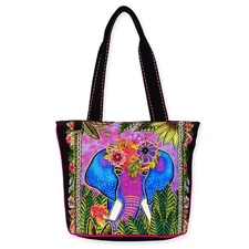 Sun'N'Sand Alijah Elephant Medium Canvas Tote, 14'' x 6'' x 10.5''