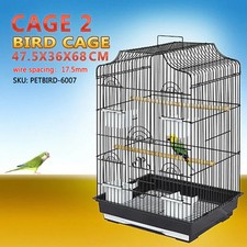 PetBro Pet Bird Cage Parrot Aviary Canary Budgie Finch Perch Black Portable Meta