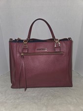 Tommy Hilfiger Naomi Burgundy Tote Bag With Gold Hardware  Dual Handles