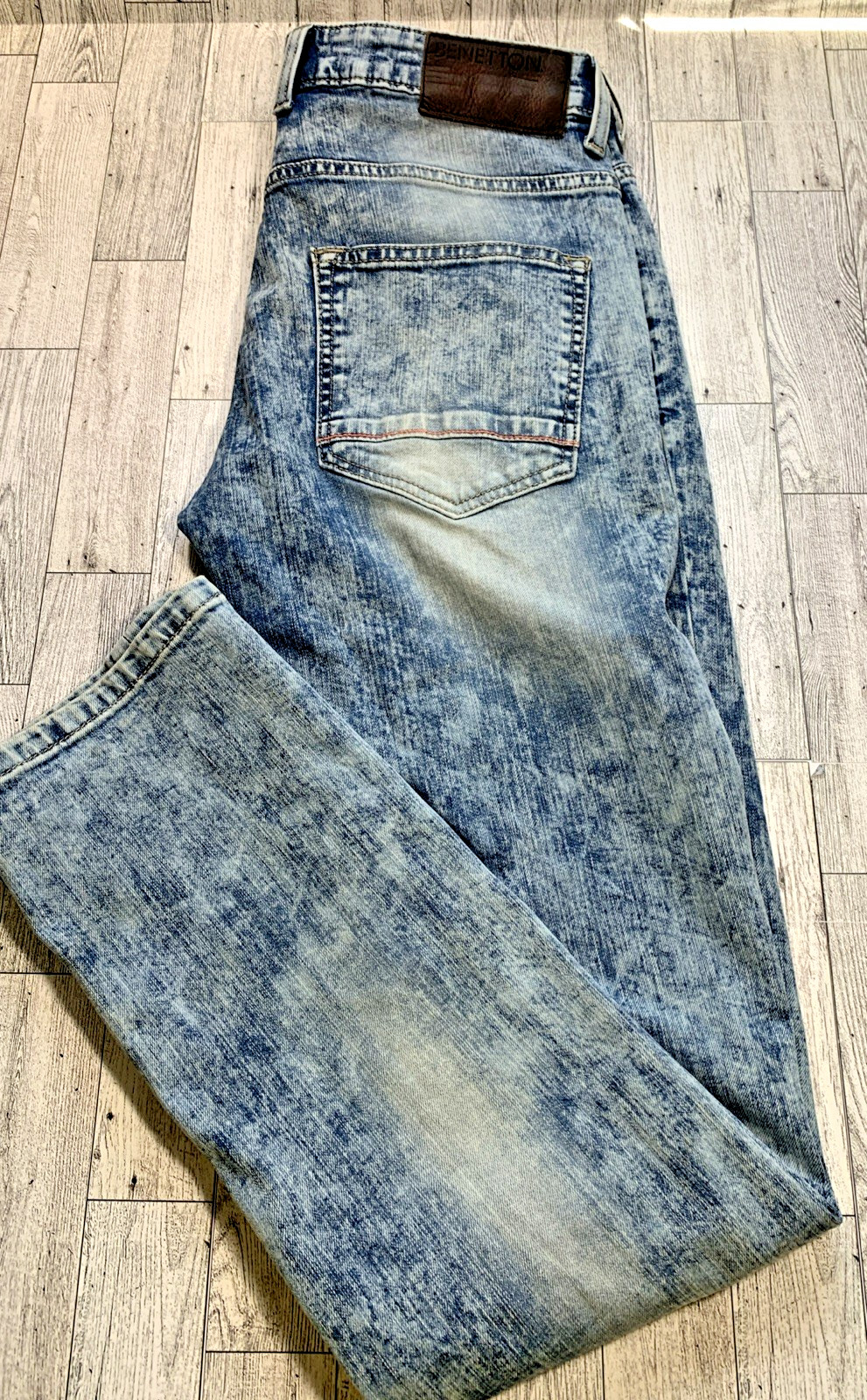 Vintage Benetton Mens Jeans 32x31 80s Acid Wash 90s Y2K Grunge Denim Faded