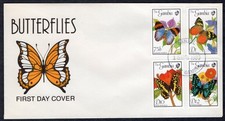 FAUNA BUTTERFLIES INSECTS 1989 GAMBIA FDC