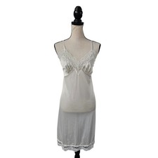 Vtg Sliperfection Womens Babydoll Midi Slip Dress Size M 38 Satin Lace