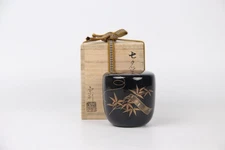 Japanese Lacquer O Natsume Tea Caddy by Yoshida Toshiaki with Raden Inlay Box