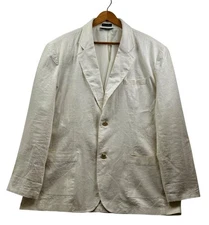 ANDREW FEZZA Men’s Coastal Casual Summerwear Cream Linen Blend Blazer XL