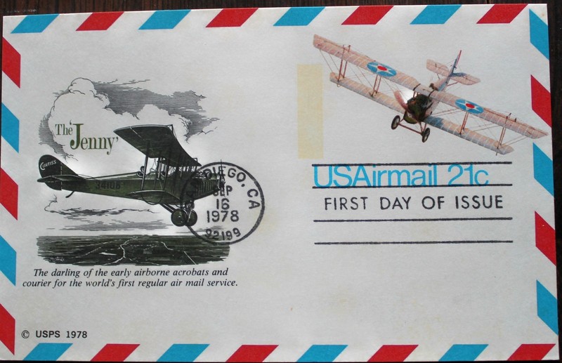 "The Jenny" 1978 21c Stamped US Airmail Postal Card Fdc Sc#UXC17 Fleetwood Card