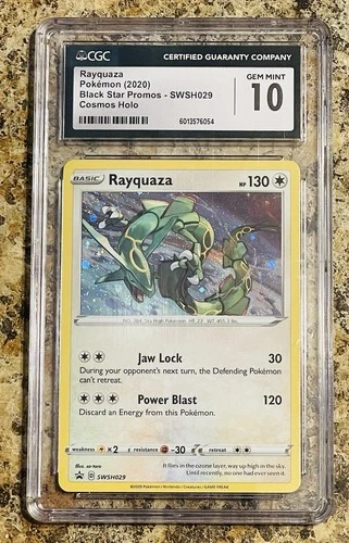 2020 POKEMON BLACK STAR PROMOS COSMOS HOLO #SWSH029 RAYQUAZA CGC 10 GEM MINT