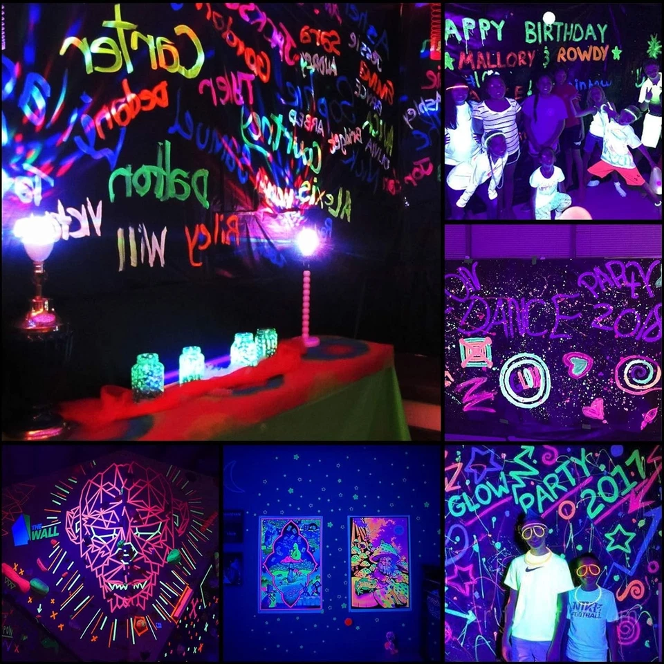 2x Lampadine UV LED 385-400nm Lampadina E27 Luce Nera Black Light Bulb Halloween - Immagine 2 di 4