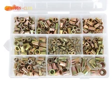 300Pcs Zinc Steel Rivet Nut Kit Rivnut Nutsert Assort 150pcs Metric+150pcs SAE