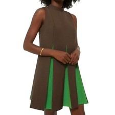 New Tuckernuck Women's XS Brown Demitasse Griffiths Pleated Mini Dress 1772-H