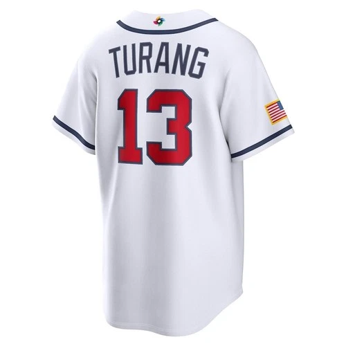Brice Turang #13 WBCC USA Baseball Jersey White/Navy Printed Jersey