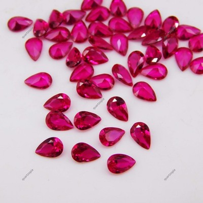 Menge 70 Stck. Natürlicher Rosa Rubin 4x3 MM Birnenschliff Zertifizierte Edel...