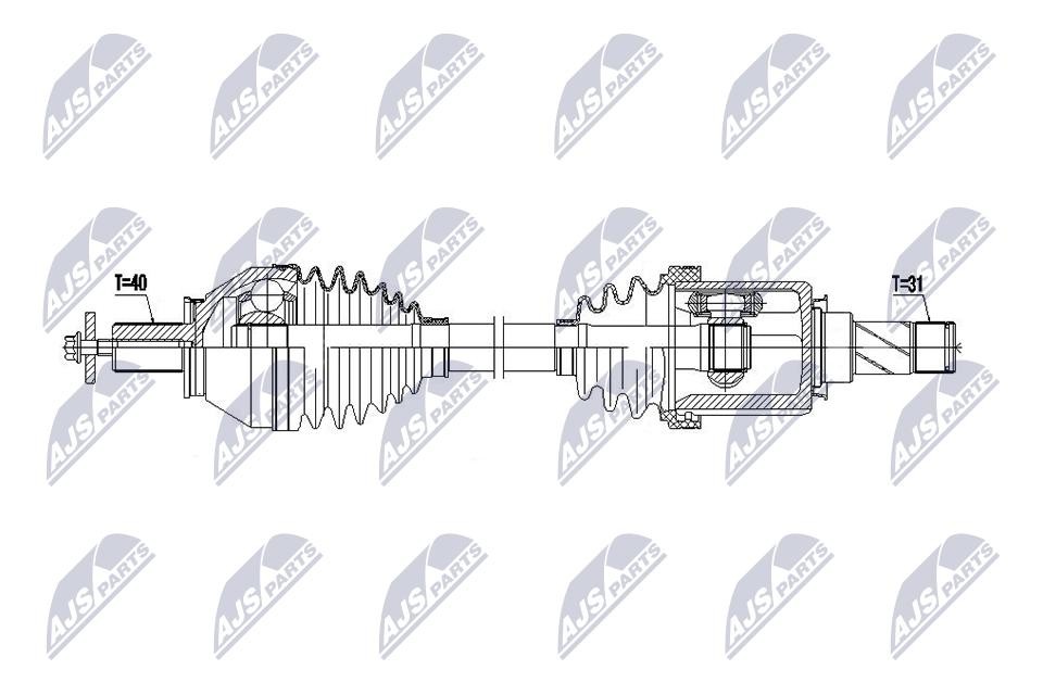 NTY Drive Shaft NPW-LR-035 For Land Rover Front Axle Left 553 mm
