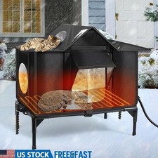 Waterproof Insulated Outdoor Cat House Thermal Shelter W/ Escape Door Stray Cats