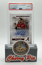 🐘 RARE 2023 Bowman U Alabama NICK SABAN Autograph #31 PSA 10 GEM MINT