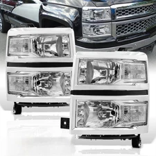 For 2014-2015 Chevy Silverado 1500 Clear Pair Headlights Headlamps Left + Right
