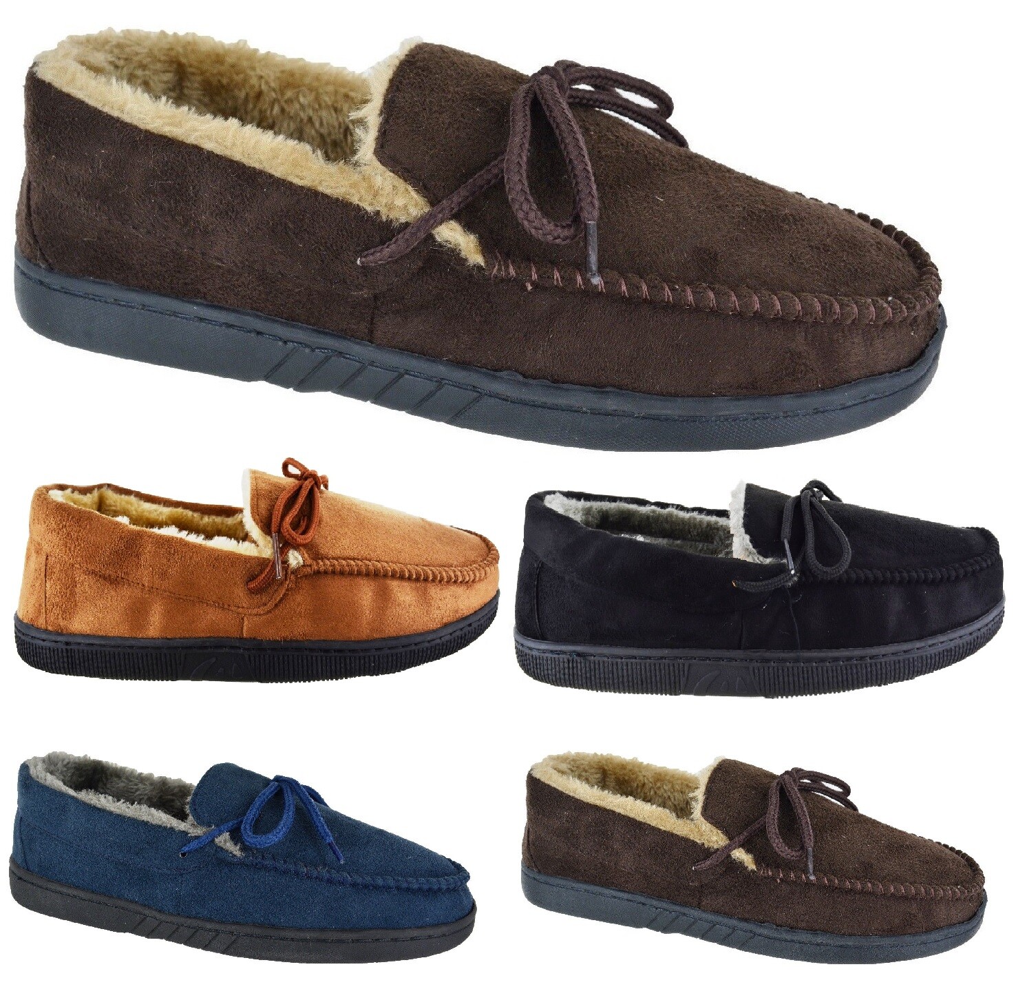 SAOLA MOCASSINO UOMO NUOVO DA UOMO SUOLA PIATTA FUORI PORTA FINTA PELLE SCAMOSCIATA PANTOFOLE UK TAGLIA 6 12