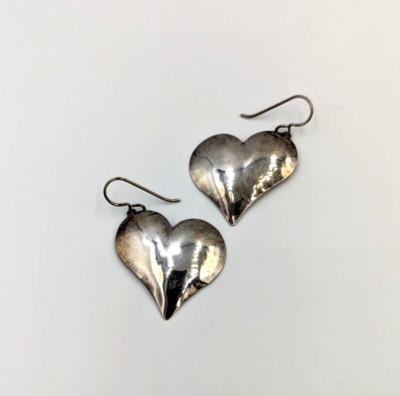 Zircus Sterling Silver Heart Earrings 925 Vintage/Retro Statement Signed