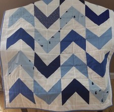 Baby Boy Quilt. Blue/white Quilt. 33X47 Nautical Quilt. Chevron Design Quilt