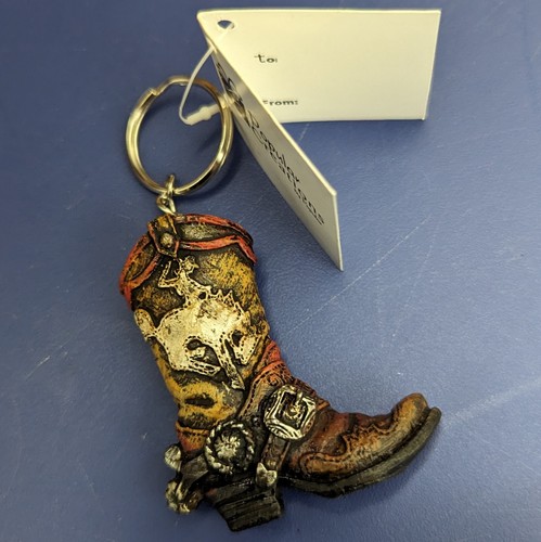 Portachiavi stivali cowboy western dipinto a mano portachiavi regalo nuovo con etichetta - Foto 2 di 4