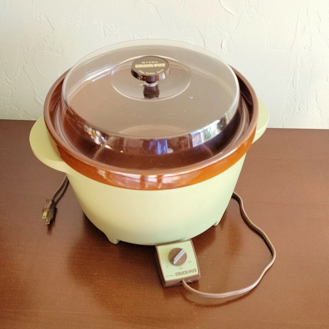Vtg Rival Deluxe Crock Pot Slow Cooker 5 Qt Avocado Model 3300-2 1970's