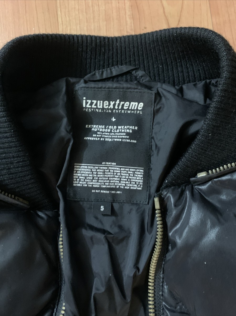 Izzuextreme Black Down Puffer Jacket Extreme Cold Weather Outdoor 