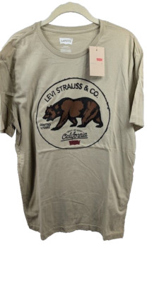 LEVI Strauss& Co.  Californa Grizzly Bear Beige Logo Men s M T-Shirt cotton New
