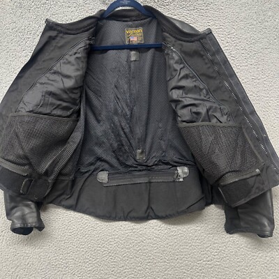 Vanson Leather Jacket Mens 48 Black Perforated Motorcycle Biker