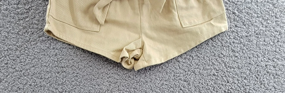 Grayson Threads Kids, The Label Tie-Belt Paperbag Twill Shorts Girls' S Beige - Image 4 of 4