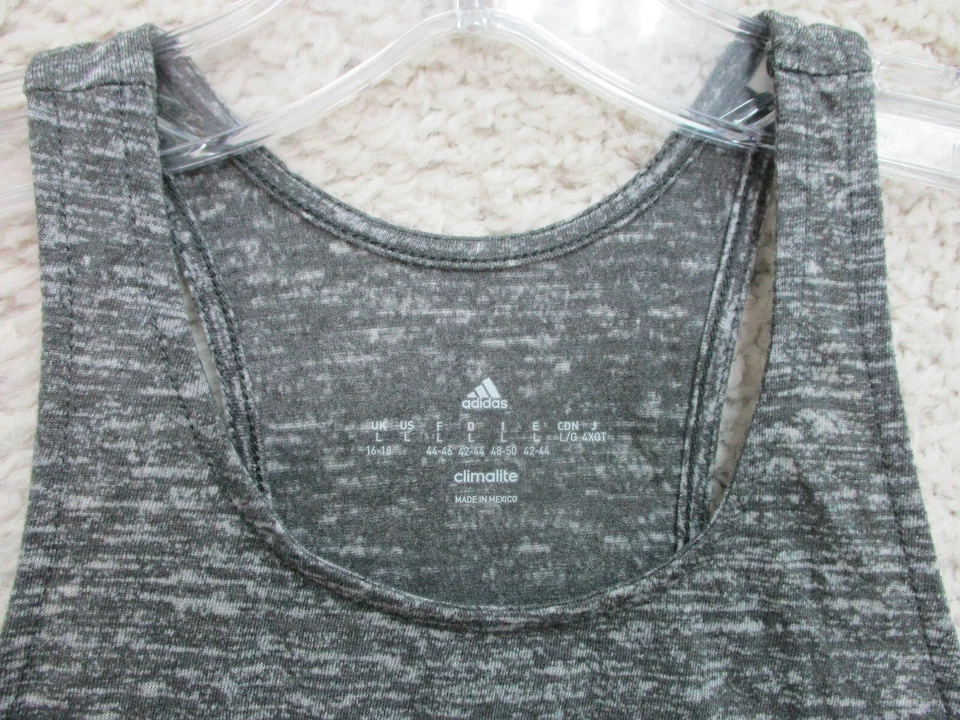 Camisa Adidas Grande Adulto Gris Camiseta sin Mangas Elastizada Logo Climalite Para Mujer Foto 4 de 4
