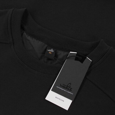 Wahts NWT 100% Cotton Moore Crew Neck Sweatshirt Size XXL in Solid Black