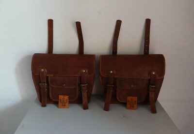 Motorcycle Side Pouch Brown Leather  Saddlebags Saddle  Panniers  2Bags JMB2023