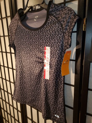 New C9 Champion Women Semi Fitted Active Athletic Shirt Top Size XS Black Gray - Picture 5 of 6