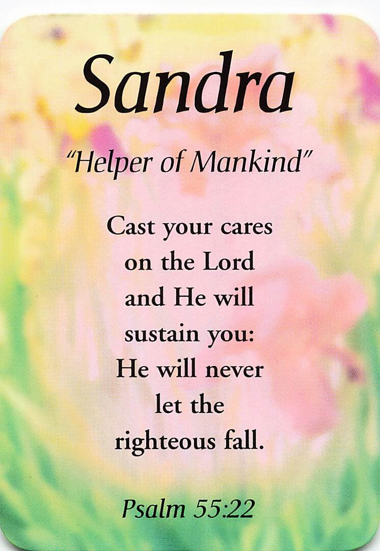 Sandra &ldquo;Helper of Mankind&rdquo; Keepsake Name Meaning Card with Verse 