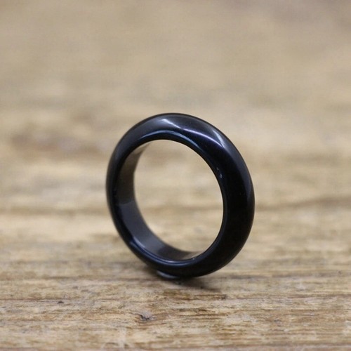 Natural Obsidian Ring Quartz Crystal Gem Stone Round Ring Charm Jewelry Amulet - Picture 4 of 12