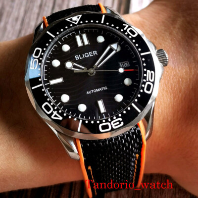 24 Jewels NH35A MIYOTA PT5000 Automatic Men Watches Black Dial Luminous Marks