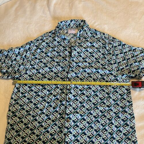 Old Navy Shirt Mens Blue Geometric Button Up Short Sleeve Size XL - Picture 3 of 6