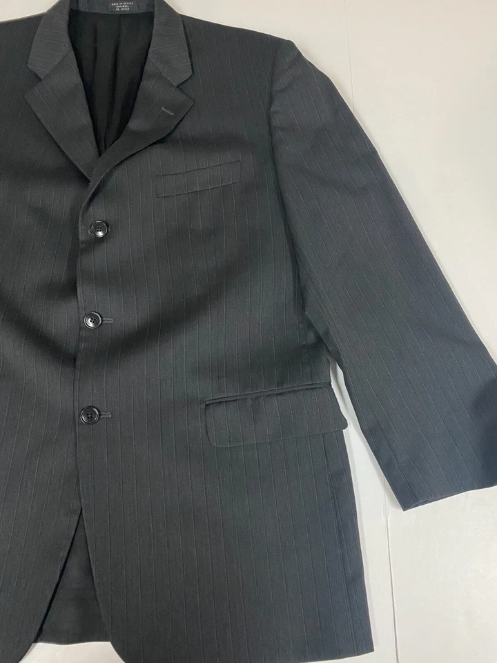 Blazer Jones New York Hombre 44 Clásico Dos Botones Negro Rayas Foto 2 de 4