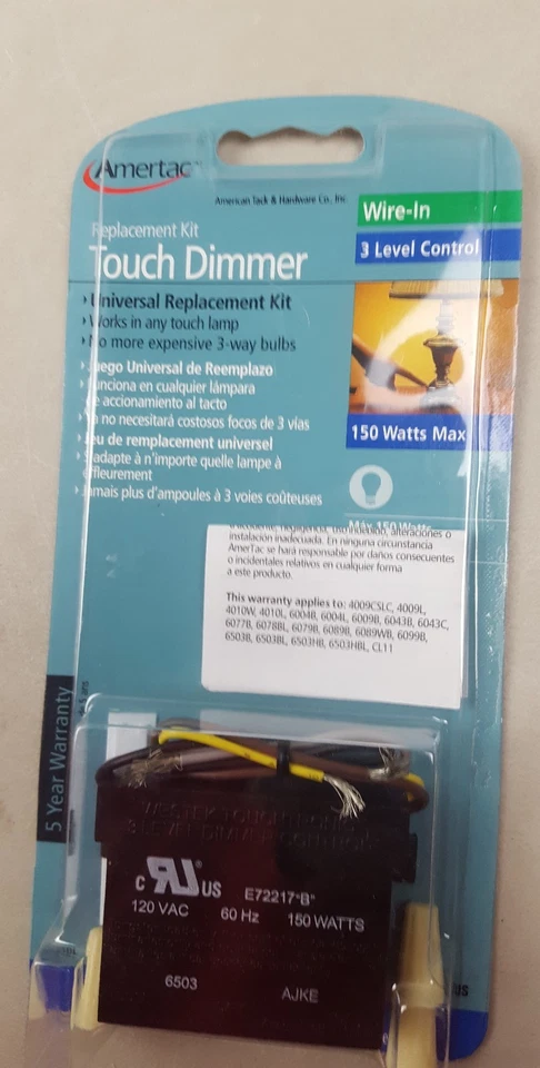  lot of 3 amertac 3 level touch dimmer universal wire in replacement kit 6503bc - Image 2 of 4