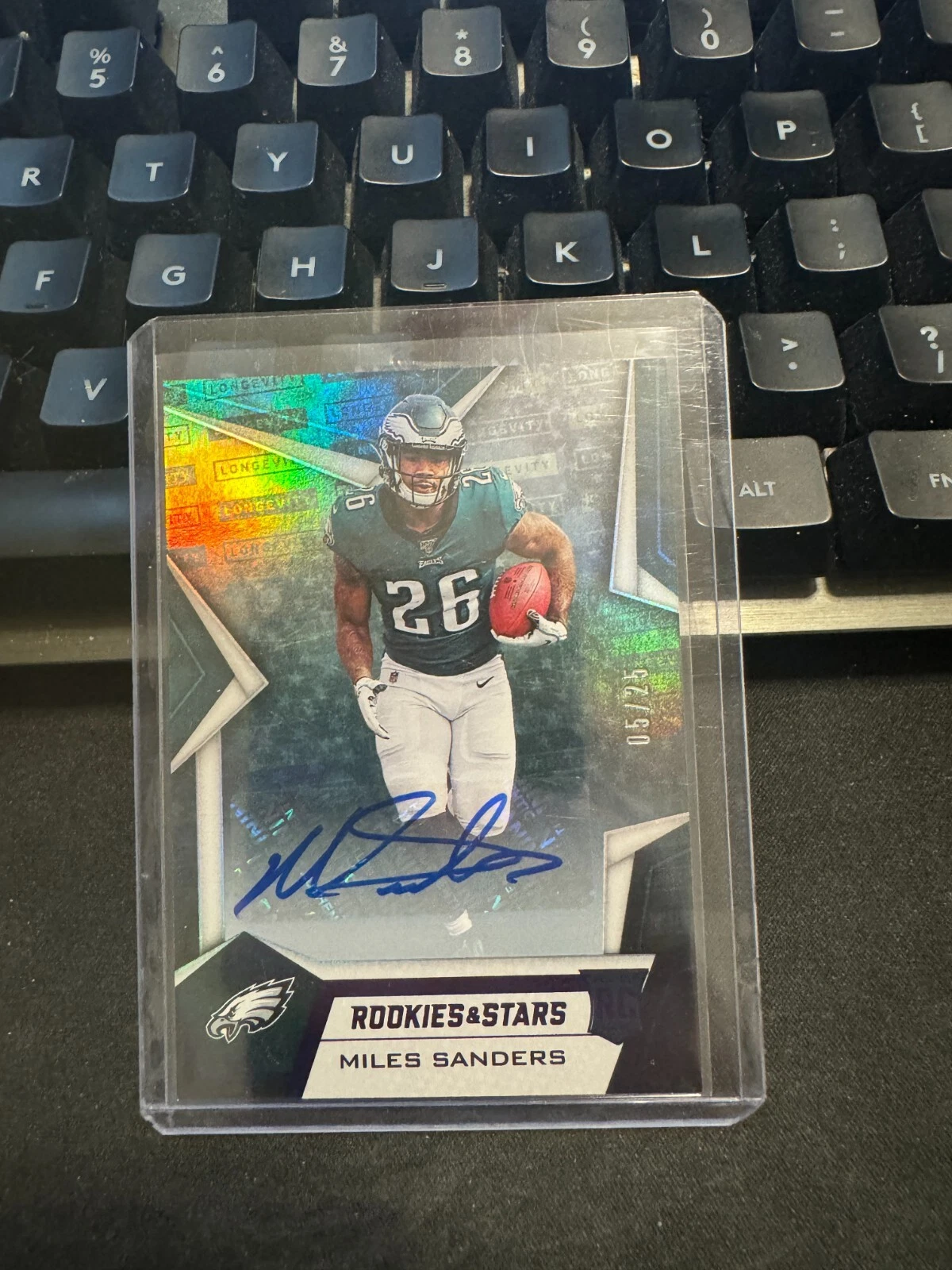 Miles Sanders Panini Rookies & Stars #111 Longevity Signature-Black Printing Plate 1/1