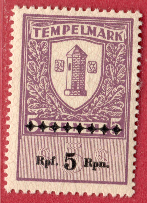 ESTONIA GERMANY REVENUE STAMPS 5 s. OVERPRINT 5 Rpn. MNH 6455
