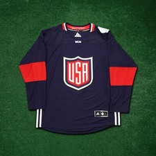 2016 Team USA World Cup of Hockey Authentic Adidas Premier Men's Blue Jersey