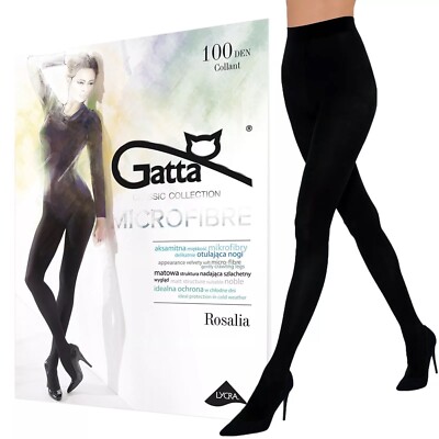 Gatta Rosalia women's plain thick microfleece soft tights microfibre 100 D Black
